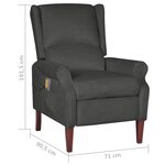 vidaXL Fauteuil de massage inclinable Gris foncé Velours