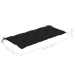 vidaXL Banc Batavia avec coussin noir 120 cm Bois de teck massif