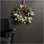Couronne d'eucalyptus et baies rouges Ø 16 5 cm