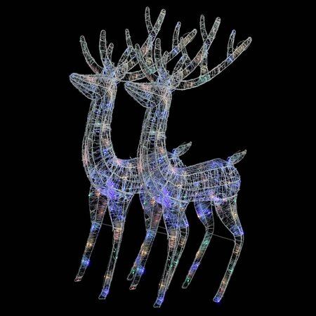 vidaXL Rennes de Noël XXL Acrylique 250 LED 2 Pièces 180 cm Multicolore