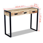 vidaXL Table console avec 3 tiroirs Bois de manguier 110 x 35 x 78 cm