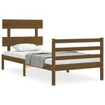 vidaXL Cadre de lit tête de lit marron miel 90x200 cm bois massif
