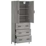 vidaXL Buffet haut Sonoma gris 69 5x34x180 cm Bois d'ingénierie
