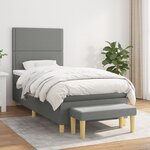 vidaXL Lit à sommier tapissier avec matelas Gris foncé 100x200cm Tissu