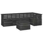 vidaXL Salon palette de jardin 6 Pièces Bois de pin massif Gris foncé