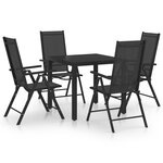 vidaXL Ensemble de salle à manger de jardin 5 Pièces Aluminium Noir