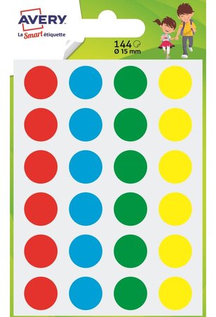 sachet de 144 gommettes assorties - Ø 15 AVERY