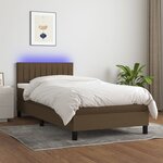 vidaXL Sommier tapissier et matelas et LED Marron foncé 80x200cm Tissu