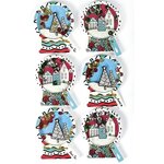 6 stickers 3D de Noël - Boules de neige 5 cm