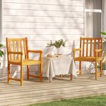 vidaXL Chaises de jardin 2 Pièces Bois d'acacia solide