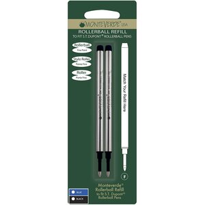 Blister 2 recharges roller noir pointe fine compatible avec dupont monteverde