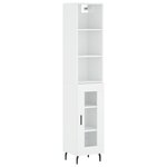 vidaXL Buffet haut Blanc brillant 34 5x34x180 cm Bois d'ingénierie