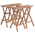 vidaXL Tabourets de bar pliables 4 Pièces Bois de teck massif