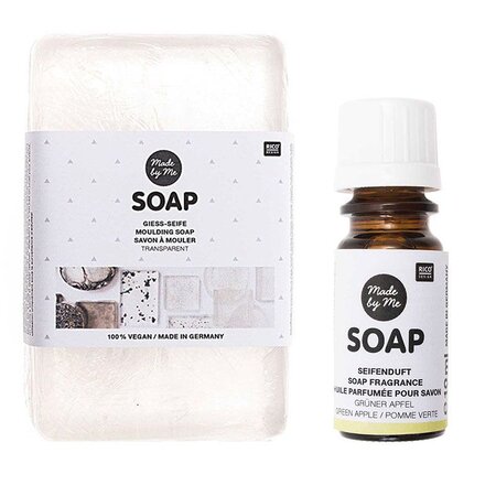 Savon à mouler transparent 100 vegan 250 g + Huile parfumée pomme