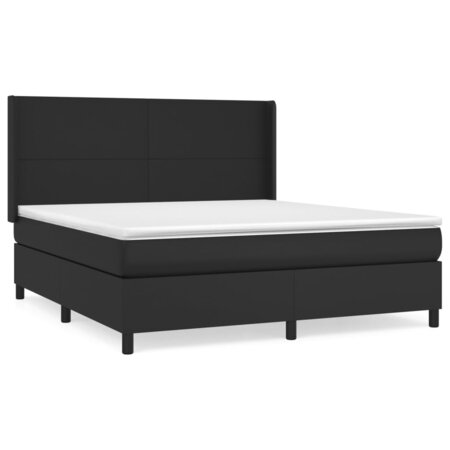 vidaXL Lit à sommier tapissier avec matelas Noir 160x200 cm