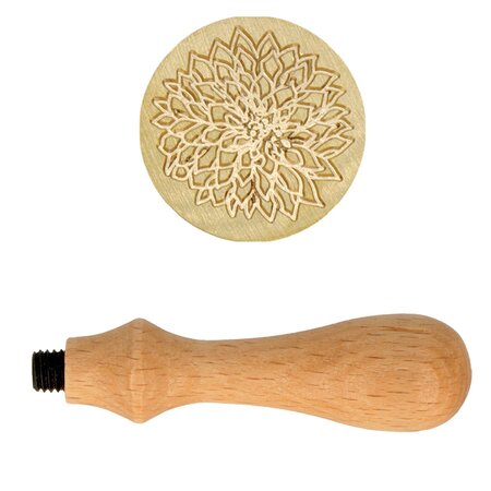 Manche en bois pour cachet de cire + Tampon Gazania