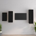 vidaXL Meubles TV 3 Pièces Noir Bois massif de pin