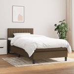 vidaXL Lit à sommier tapissier avec matelas Marron foncé 100x200 cm
