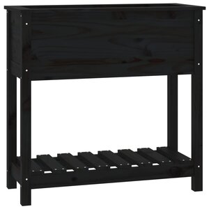 vidaXL Jardinière avec étagère Noir 82 5x34 5x81 cm Bois massif de pin