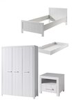 ERIK  Lit simple 90x200 cm + Chevet+ Armoire 3 portes + Lit gigogne