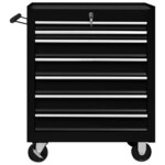 vidaXL Chariot à outils d'atelier avec 7 tiroirs Noir