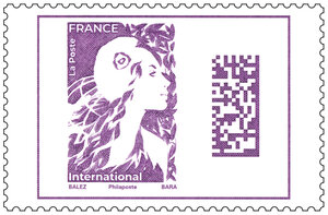 Timbre Marianne de l'avenir - Lettre internationale - Violet