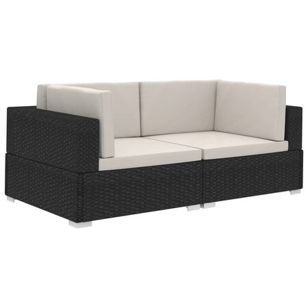 vidaXL Chaises d'angles 2 Pièces avec coussins Résine tressée Noir