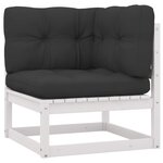 vidaXL Salon de jardin 8 Pièces avec coussins Blanc Bois de pin massif