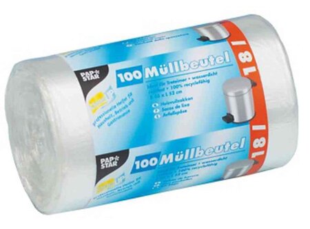 Sacs poubelle HDPE, 18 litres, blanc PAPSTAR