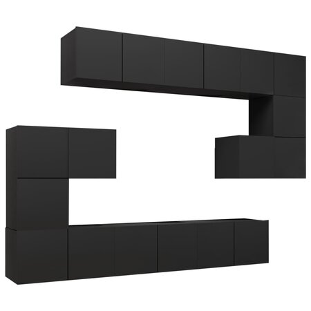 vidaXL Ensemble de meuble TV 10 Pièces Noir Aggloméré