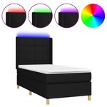 vidaXL Sommier tapissier avec matelas et LED Noir 90x200 cm Tissu