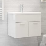 vidaXL Armoire d'évier avec lavabo intégré Blanc brillant Aggloméré