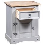 vidaXL Table de chevet Gamme Corona pin mexicain Gris 53x39x67 cm