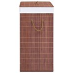 vidaXL Panier à linge avec 2 sections bambou marron 100 L