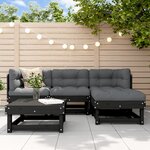 vidaXL Salon de jardin 5 Pièces avec coussins noir bois massif