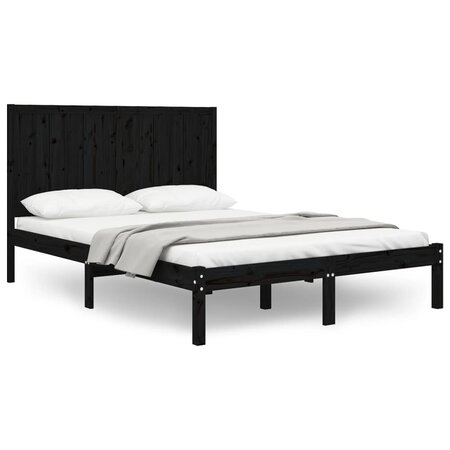 vidaXL Cadre de lit Noir Bois de pin massif 160x200 cm