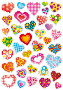 Gommettes coeurs de 1 5 à 4 5 cm 74 pièces