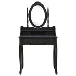 vidaXL Ensemble de coiffeuse avec tabouret Noir 75x69x140 cm Paulownia