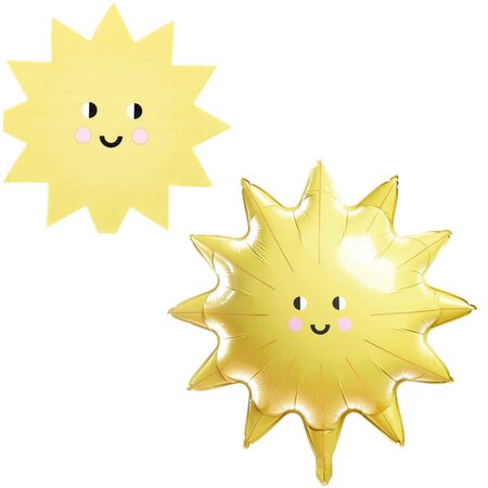 Ballon anniversaire + 20 serviettes en papier soleil