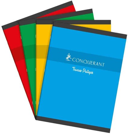Cahier Travaux pratique AGRAFE 17X22 cm 64 pages 70/90G séyès CONQUÉRANT SEPT