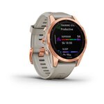 Montre GPS connectée - GARMIN - Fenix 7S Solar - Rose Gold avec bracelet beige sable