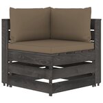 vidaXL Salon de jardin 5 Pièces avec coussins Bois imprégné de gris