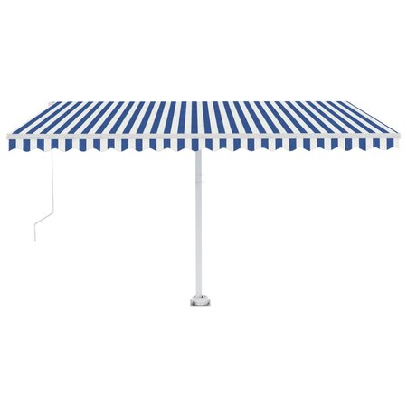 vidaXL Auvent manuel rétractable sur pied 400x350 cm Bleu/Blanc