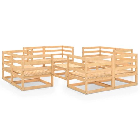 vidaXL Salon de jardin 9 Pièces Bois de pin massif