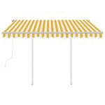 vidaXL Auvent rétractable automatique et poteaux 3x2 5m Jaune et blanc