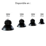 Cloche led industrielle 150w 120° noir - blanc froid 6000k - 8000k - silamp