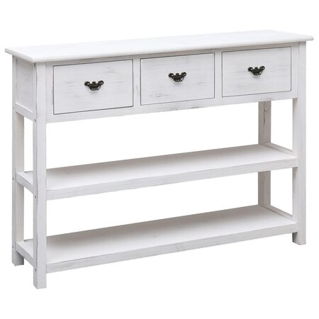 vidaXL Buffet Blanc antique 108x30x76 cm Bois de Paulownia massif