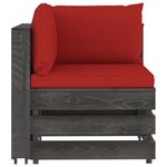 vidaXL Canapé de jardin 3 places avec coussins Bois imprégné de gris