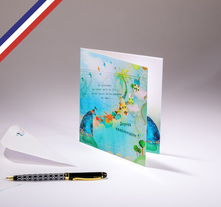 Carte double comme un rêve créée et imprimée en france sur papier certifié pefc - joyeux anniversaire