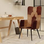 vidaXL Chaise à oreilles Marron Cuir véritable